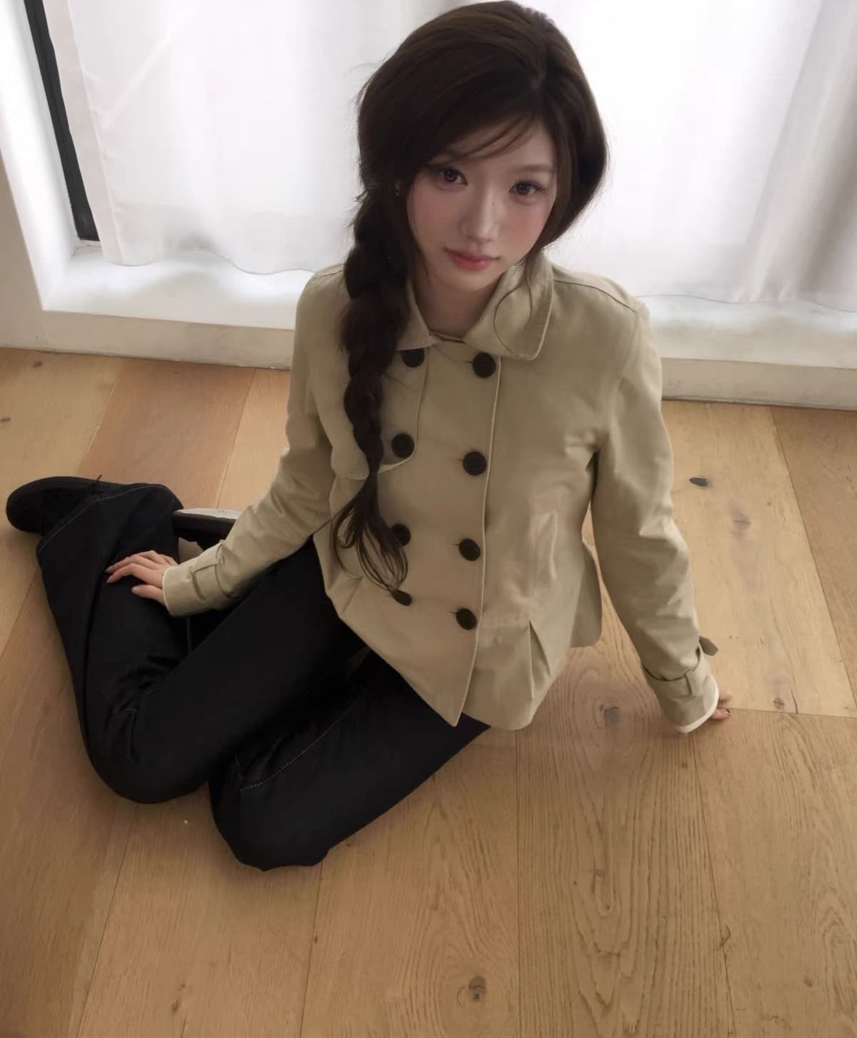 있음 창고 26 한국 새로운 카키 색 이중 버튼 바람막이 여성 허리 수축 다용도 재킷 상세 이미지 23