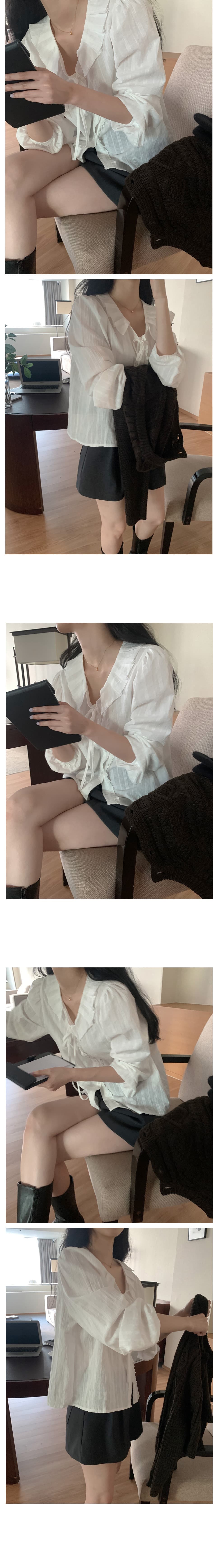 chic 2026 레이스업 싱글 줄 버튼 셔츠 상세 이미지 1