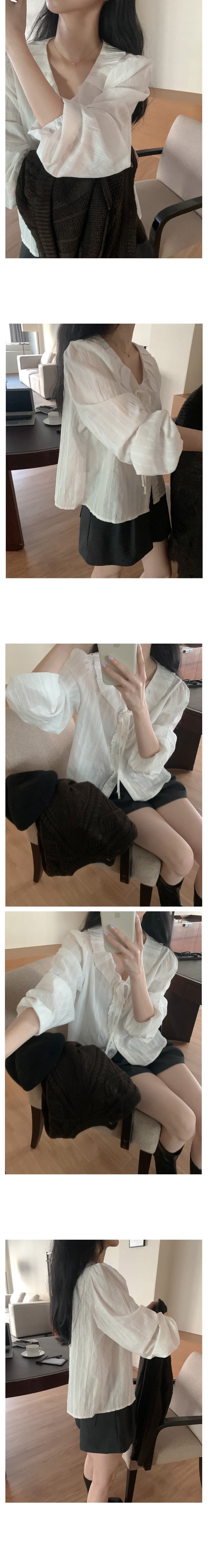chic 2026 레이스업 싱글 줄 버튼 셔츠 상세 이미지 2