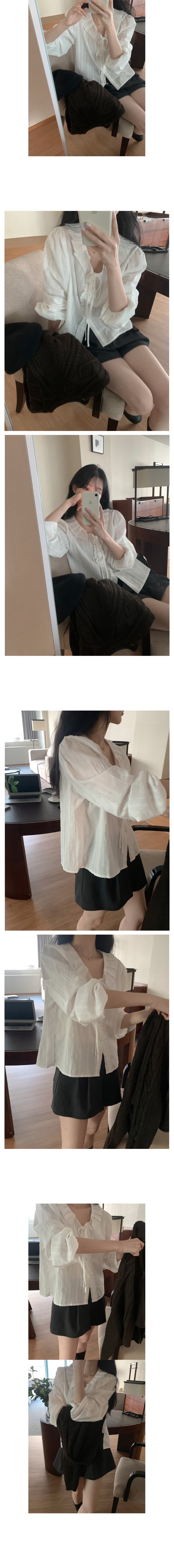 chic 2026 레이스업 싱글 줄 버튼 셔츠 상세 이미지 3