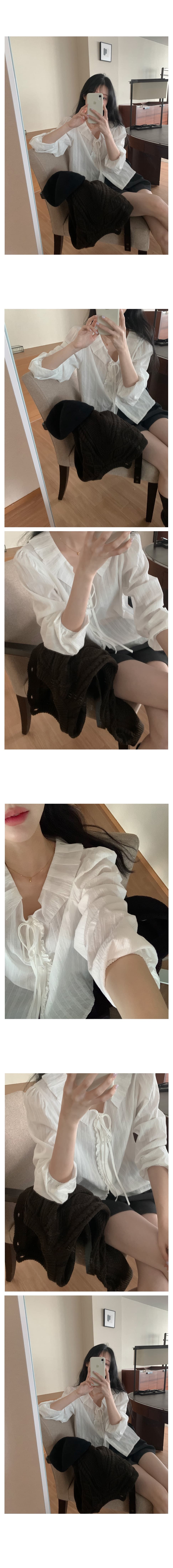 chic 2026 레이스업 싱글 줄 버튼 셔츠 상세 이미지 4