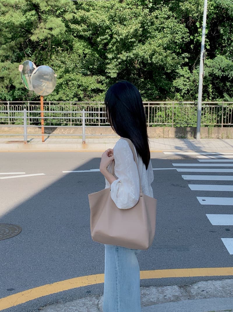 chic 한국 스타일 자카드 V넥 긴팔 허리 수축 셔츠 상세 이미지 2