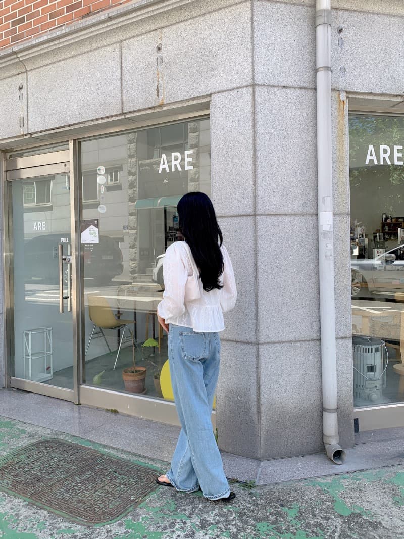 chic 한국 스타일 자카드 V넥 긴팔 허리 수축 셔츠 상세 이미지 16