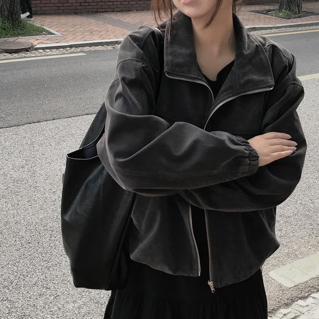 한국 스타일 chic 루즈핏 개성 쇼트 스타일 캐주얼 재킷 재킷 상세 이미지 4