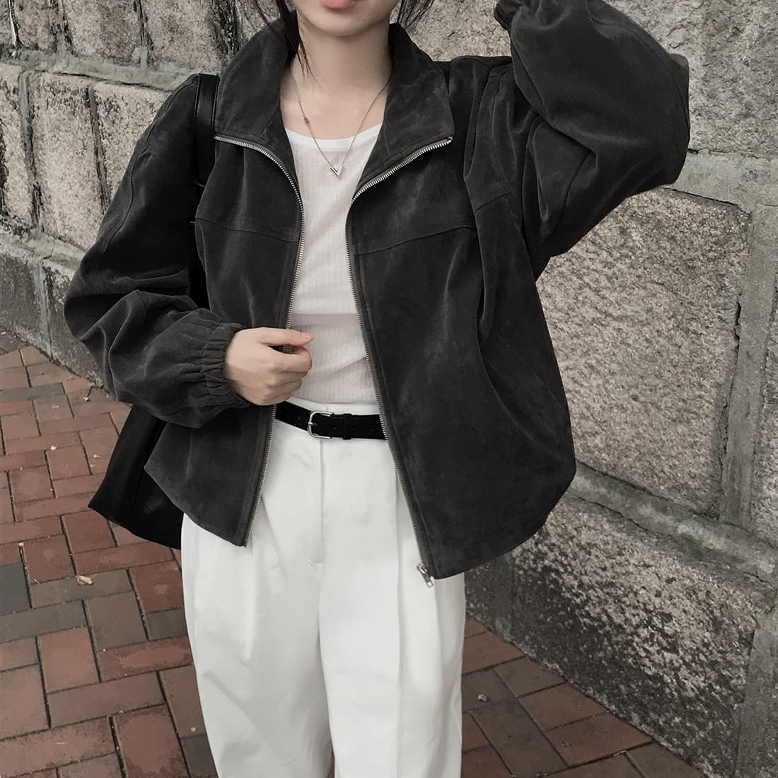 한국 스타일 chic 루즈핏 개성 쇼트 스타일 캐주얼 재킷 재킷 상세 이미지 22