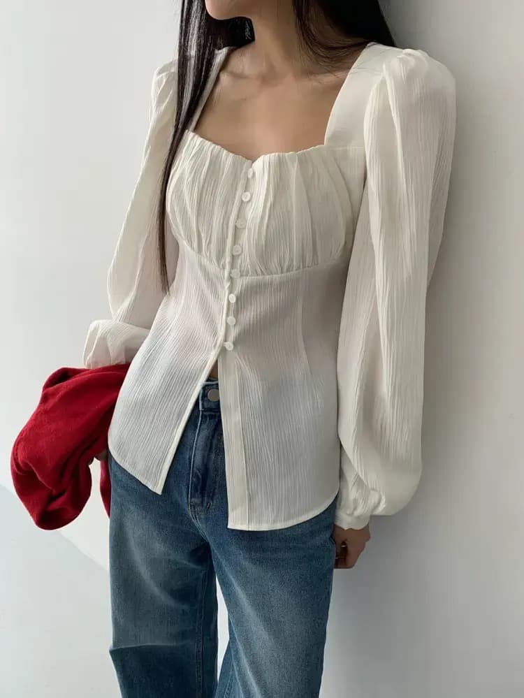 재고 있음 동대문 이른 봄 주름 광장 리더쉽 단추 슬림해 보이는 셔츠 상세 이미지 8