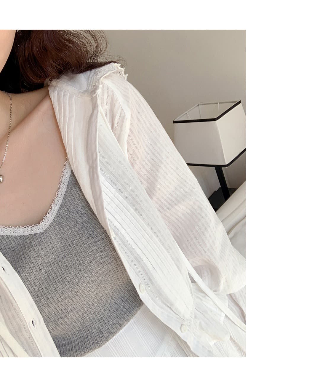 달콤함 레이스 후드 셔츠 상세 이미지 4