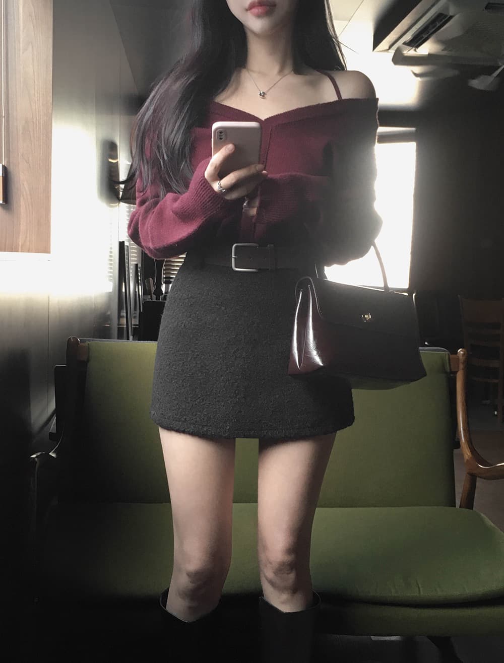 가을 새로운 chic 한국 작은 대중 디자인 센스 미니멀리즘 V넥 빛 요리 한 다용도 행침 목 둘 착용 오프숄더 니트 스웨터 여성 상세 이미지 22