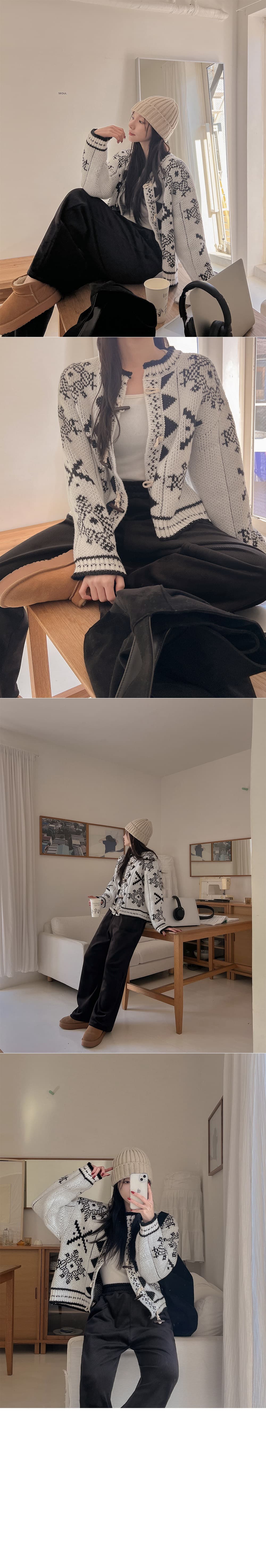 한국 동대문 눈꽃 링 그리드 스웨터 니트 오픈 가디건 외부 가져 가라. 가을 겨울 보온 두꺼운 스웨터 코트 7810 이미지 4