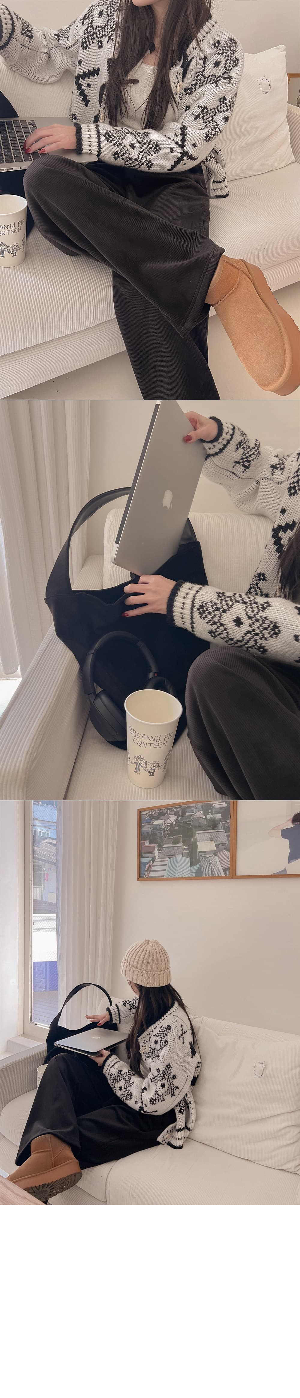 한국 동대문 눈꽃 링 그리드 스웨터 니트 오픈 가디건 외부 가져 가라. 가을 겨울 보온 두꺼운 스웨터 코트 7810 상세 이미지 4