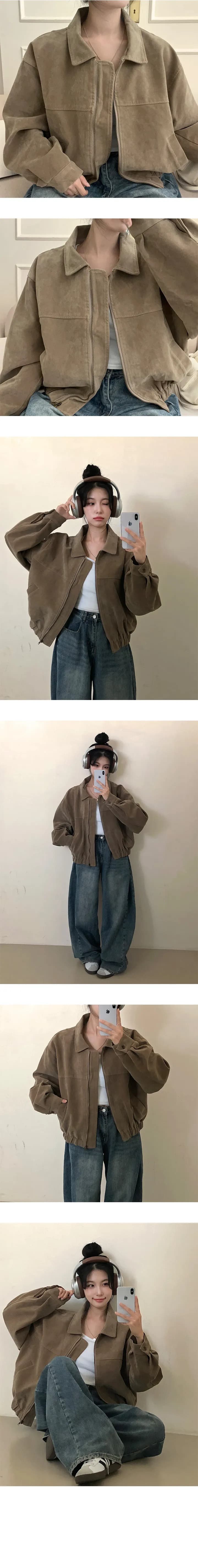 26 가을 겨울 한국 chic 레트로 작은 대중 루즈핏 캐주얼 긴팔 스웨이드 원단 야구 유니폼 재킷 재킷 1239 상세 이미지 4