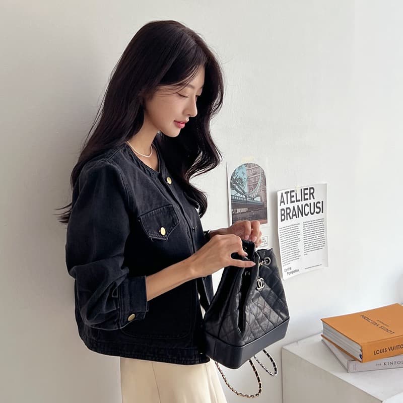 선물 화물 한국 chic 가을 겨울 연령 감소 미니멀리즘 라운드 넥 주머니 워싱 데님 재킷 품격 여성 코트 상세 이미지 7