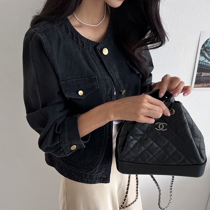 선물 화물 한국 chic 가을 겨울 연령 감소 미니멀리즘 라운드 넥 주머니 워싱 데님 재킷 품격 여성 코트 상세 이미지 8