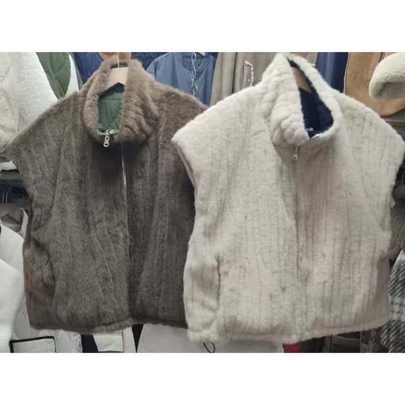 선물 화물 한국 동대문 두 얼굴 착용 어깨 민소매 수달 지퍼 베스트 상세 이미지 2