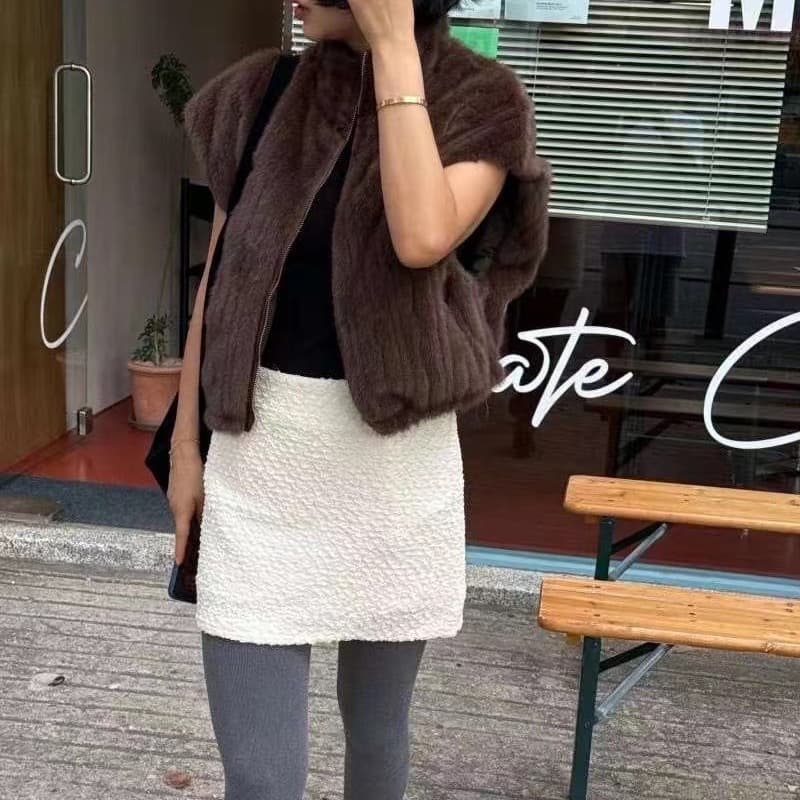 선물 화물 한국 동대문 두 얼굴 착용 어깨 민소매 수달 지퍼 베스트 상세 이미지 4
