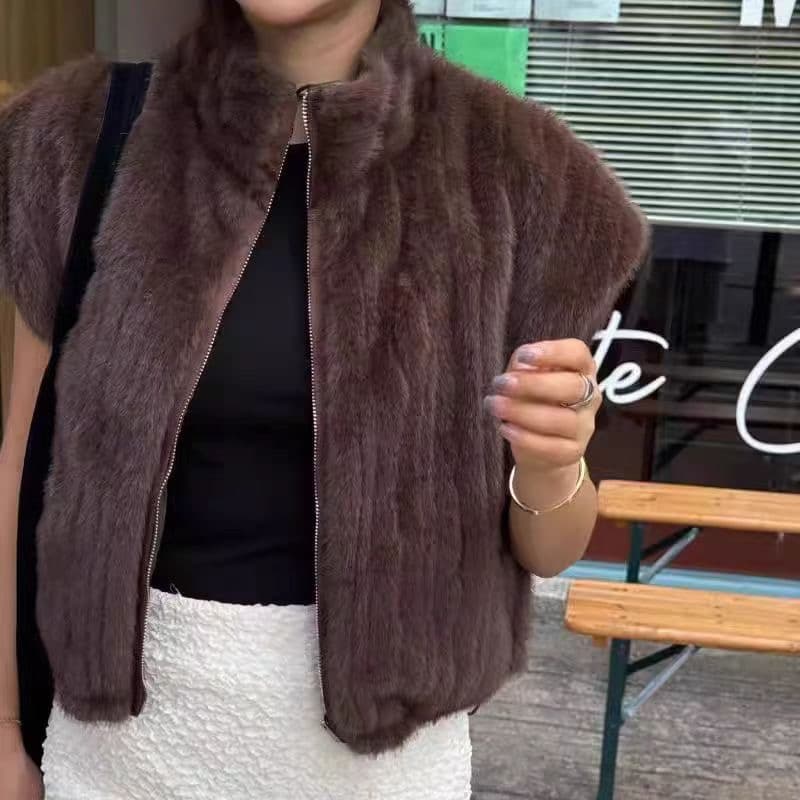 선물 화물 한국 동대문 두 얼굴 착용 어깨 민소매 수달 지퍼 베스트 상세 이미지 16