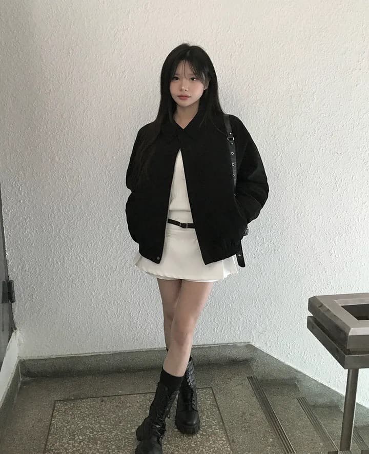 한국 chic 가을 프랑스식 아름다움 라드. 레트로 브라운 색상 시스템 루즈핏 사슴 캐시미어 야구 유니폼 상세 이미지 6