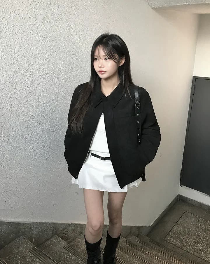 한국 chic 가을 프랑스식 아름다움 라드. 레트로 브라운 색상 시스템 루즈핏 사슴 캐시미어 야구 유니폼 상세 이미지 8
