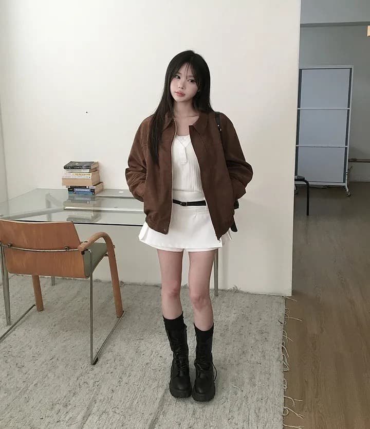한국 chic 가을 프랑스식 아름다움 라드. 레트로 브라운 색상 시스템 루즈핏 사슴 캐시미어 야구 유니폼 상세 이미지 12