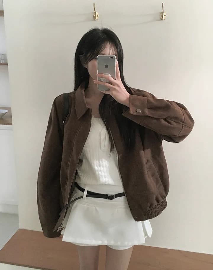 한국 chic 가을 프랑스식 아름다움 라드. 레트로 브라운 색상 시스템 루즈핏 사슴 캐시미어 야구 유니폼 상세 이미지 23