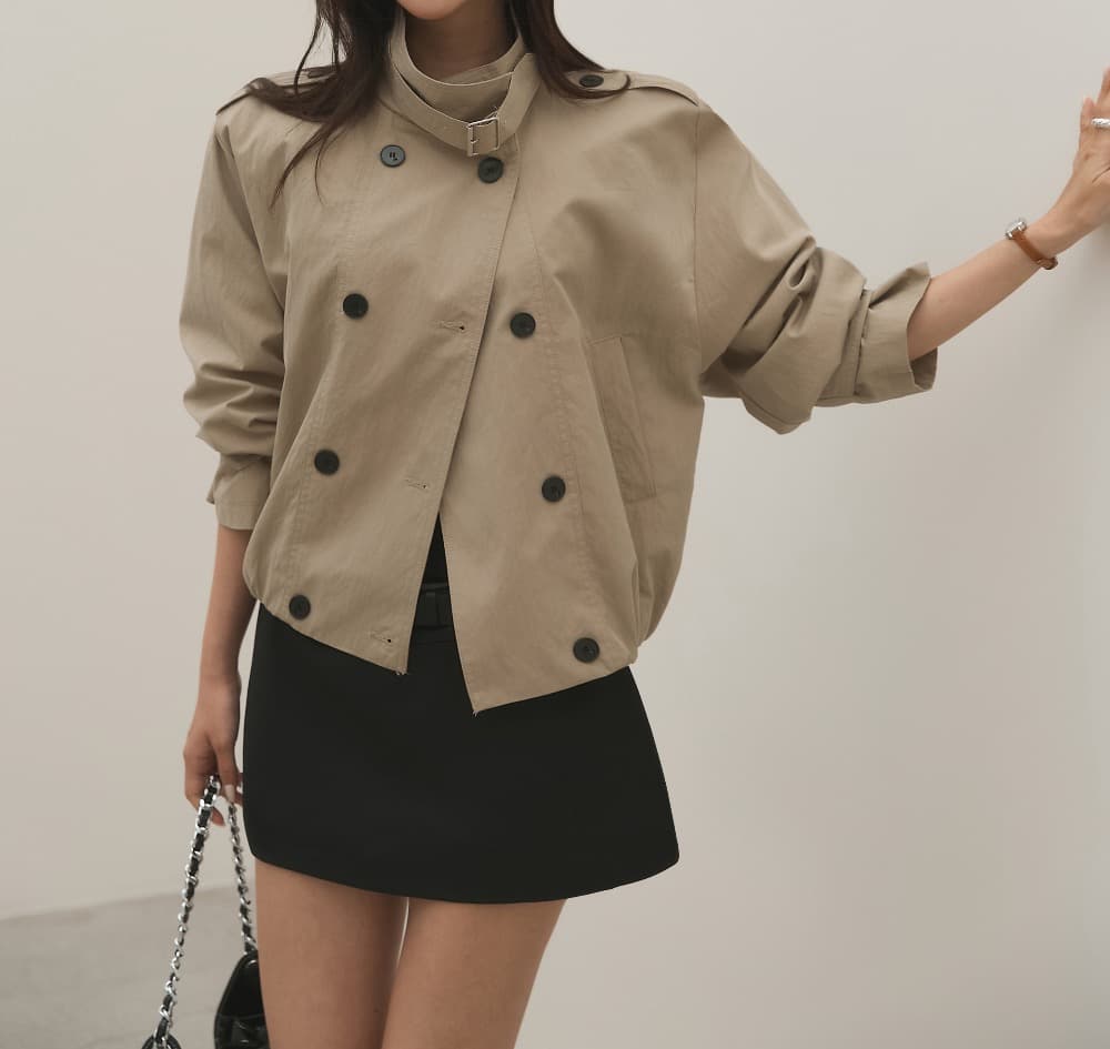 출퇴근 레트로 쇼트 스타일 바람막이 자켓 여성 코트 한 부서 빛 요리 한 캐주얼 다용도 루즈핏 캐주얼 빅 사이즈 상세 이미지 5