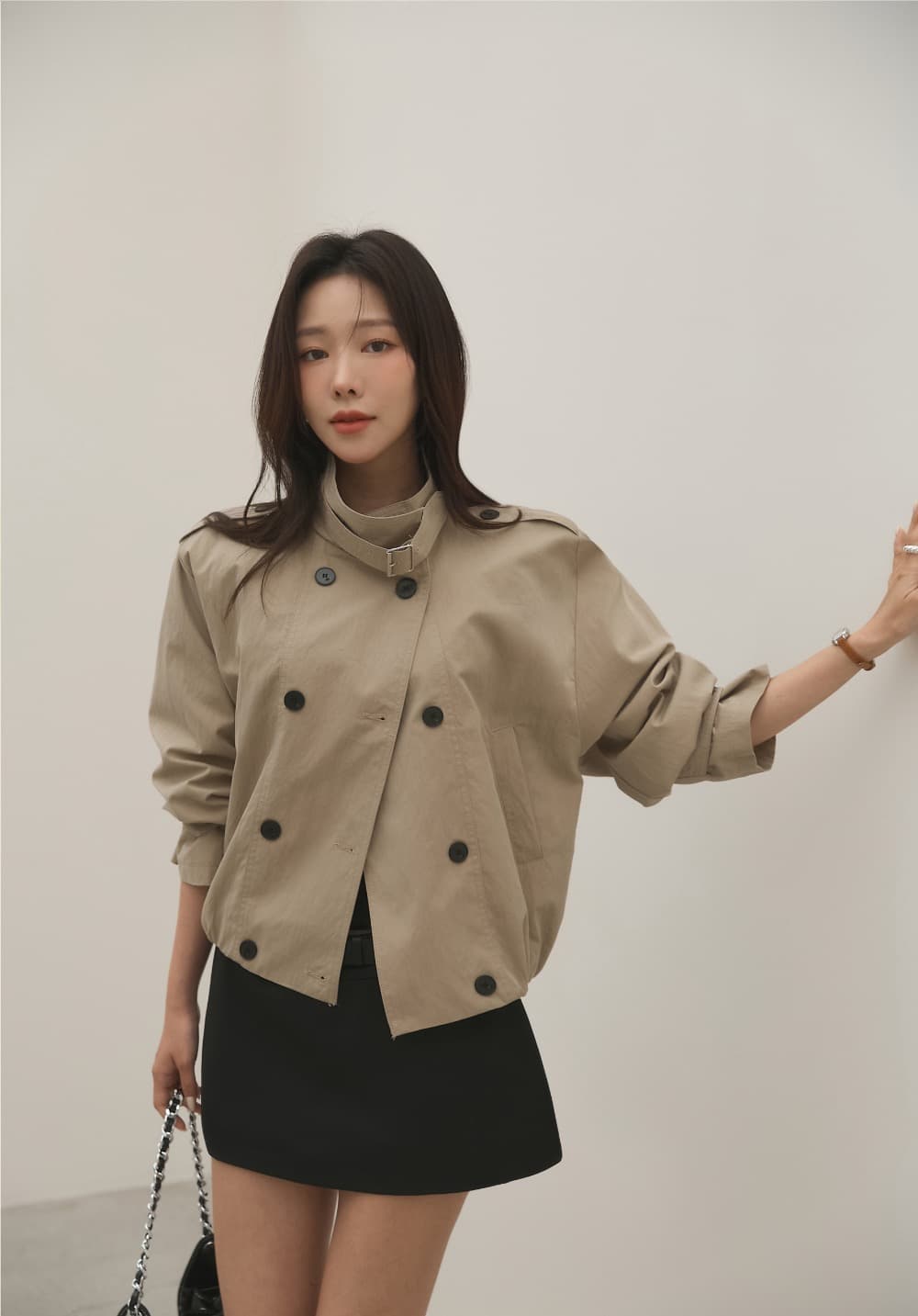 출퇴근 레트로 쇼트 스타일 바람막이 자켓 여성 코트 한 부서 빛 요리 한 캐주얼 다용도 루즈핏 캐주얼 빅 사이즈 상세 이미지 20