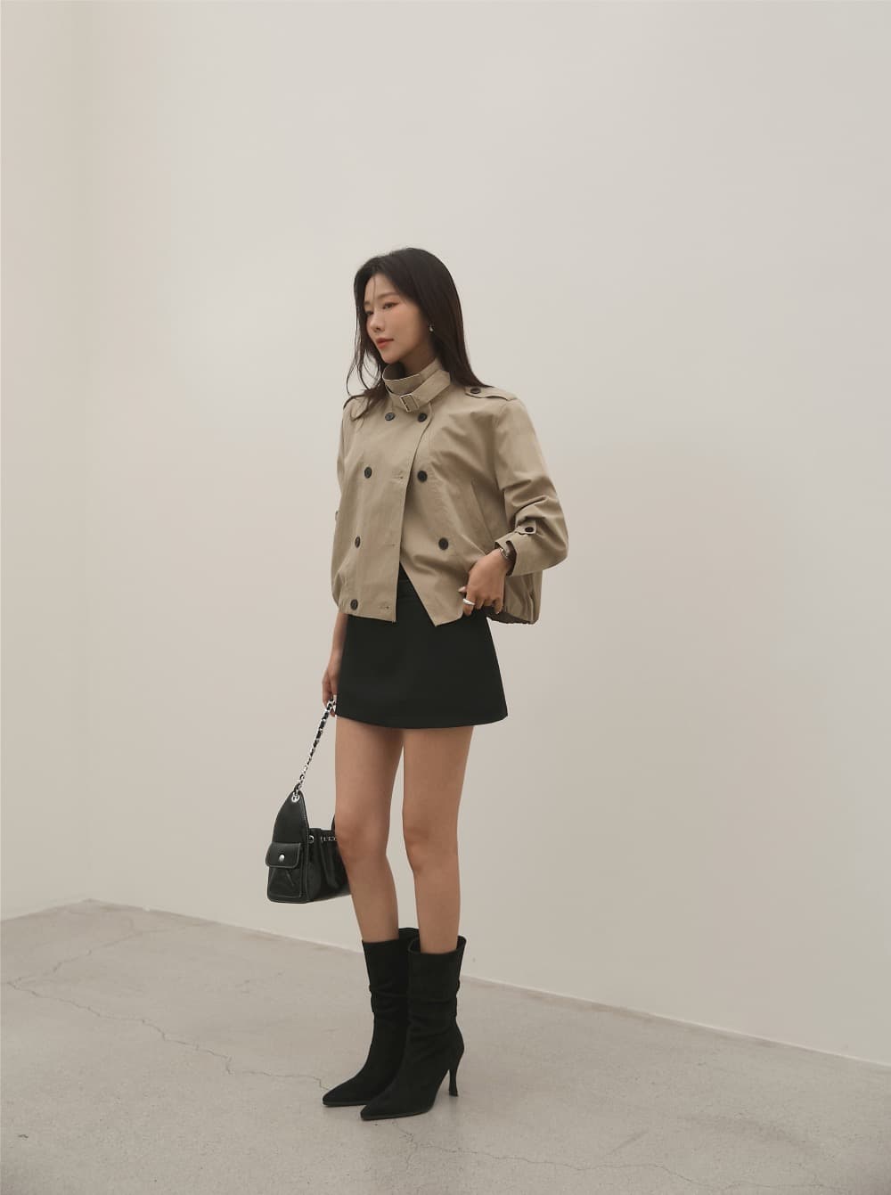 출퇴근 레트로 쇼트 스타일 바람막이 자켓 여성 코트 한 부서 빛 요리 한 캐주얼 다용도 루즈핏 캐주얼 빅 사이즈 상세 이미지 23