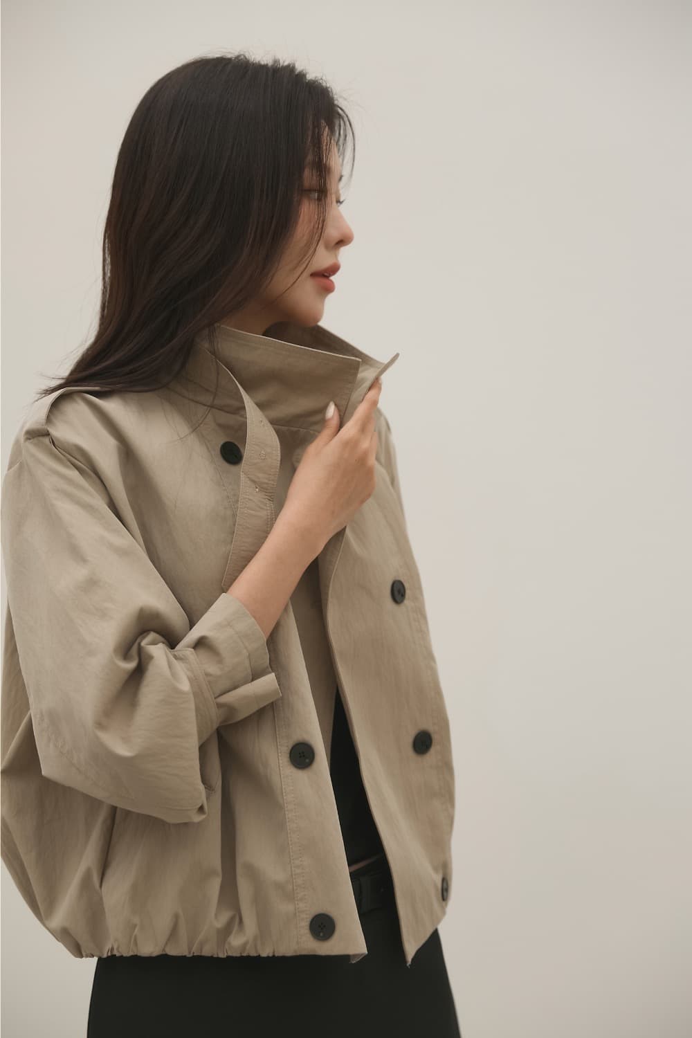 출퇴근 레트로 쇼트 스타일 바람막이 자켓 여성 코트 한 부서 빛 요리 한 캐주얼 다용도 루즈핏 캐주얼 빅 사이즈 상세 이미지 25