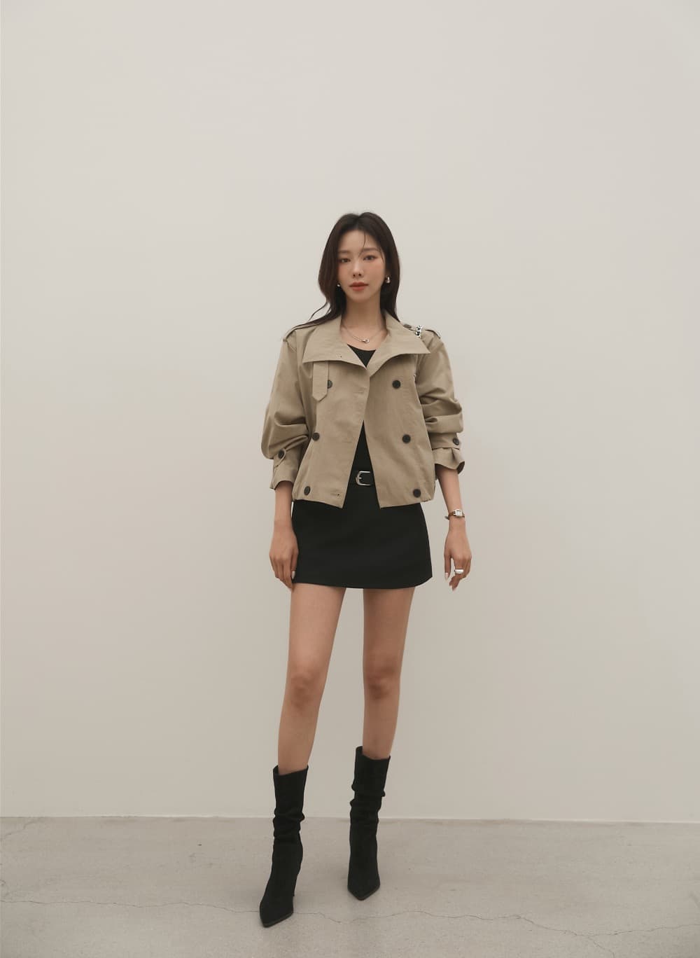 출퇴근 레트로 쇼트 스타일 바람막이 자켓 여성 코트 한 부서 빛 요리 한 캐주얼 다용도 루즈핏 캐주얼 빅 사이즈 상세 이미지 27