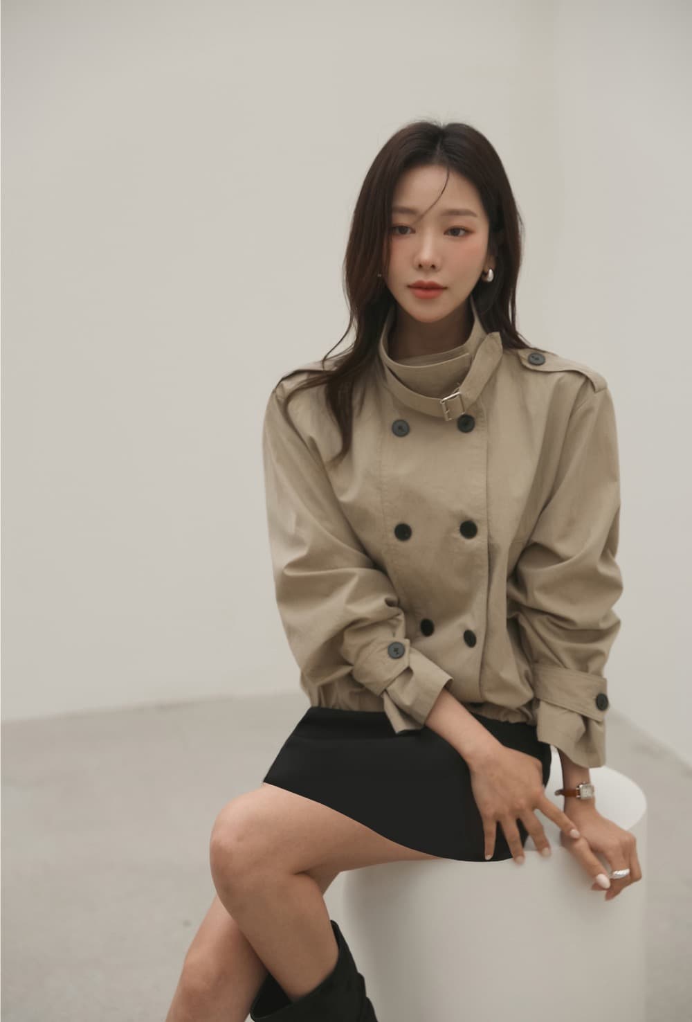출퇴근 레트로 쇼트 스타일 바람막이 자켓 여성 코트 한 부서 빛 요리 한 캐주얼 다용도 루즈핏 캐주얼 빅 사이즈 상세 이미지 28