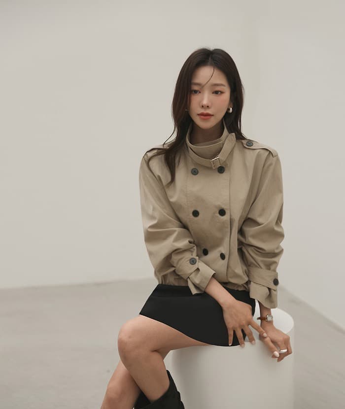 출퇴근 레트로 쇼트 스타일 바람막이 자켓 여성 코트 한 부서 빛 요리 한 캐주얼 다용도 루즈핏 캐주얼 빅 사이즈 상세 이미지 32