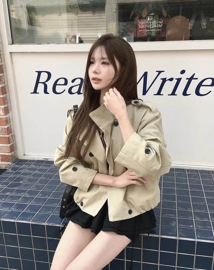 chic 한국 스타일 이중 버튼 재킷 상세 이미지 11