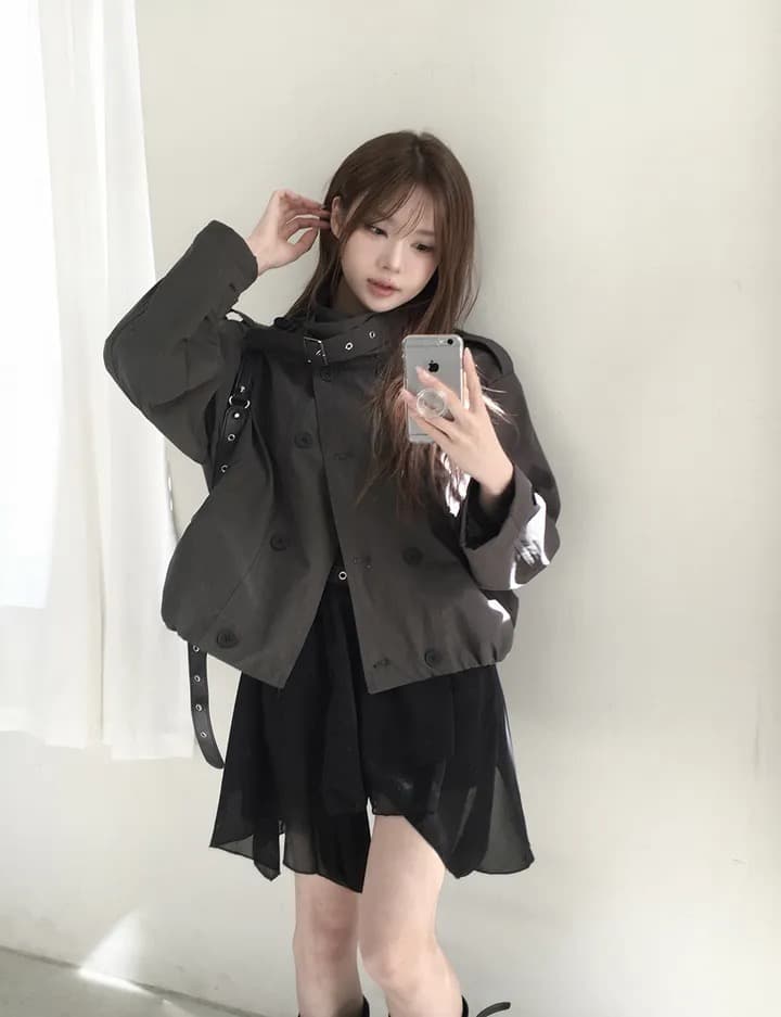 chic 한국 스타일 이중 버튼 재킷 상세 이미지 22
