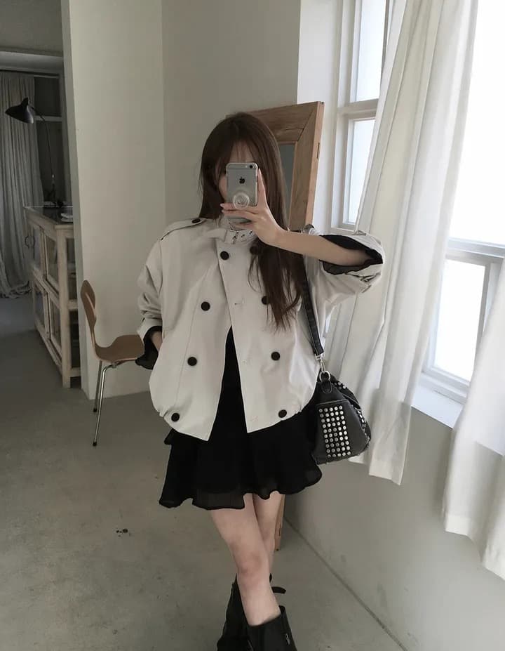 chic 한국 스타일 이중 버튼 재킷 상세 이미지 26