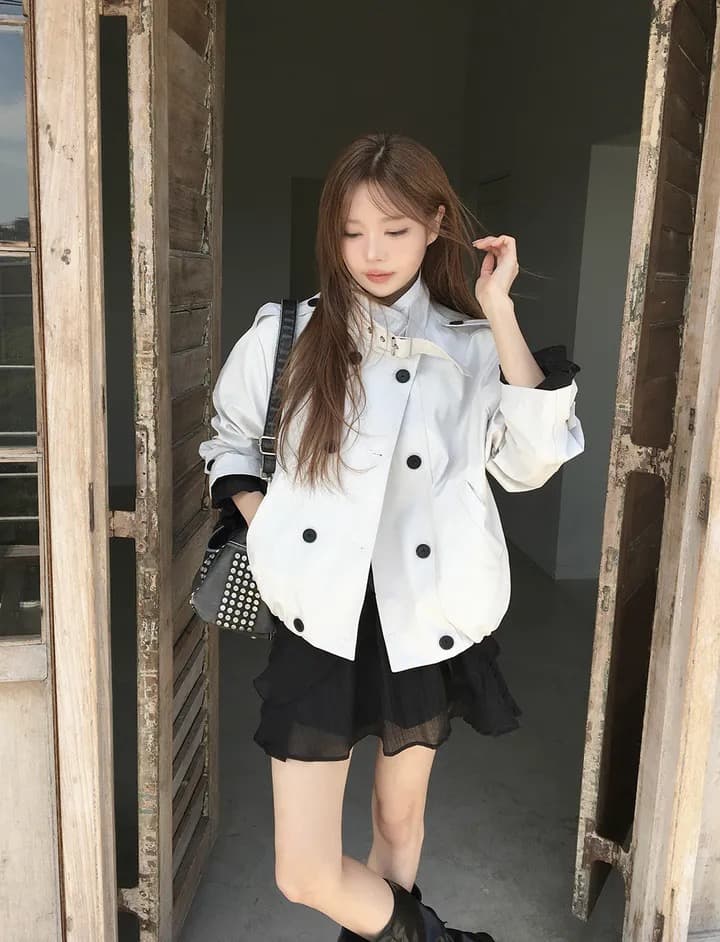 chic 한국 스타일 이중 버튼 재킷 상세 이미지 30