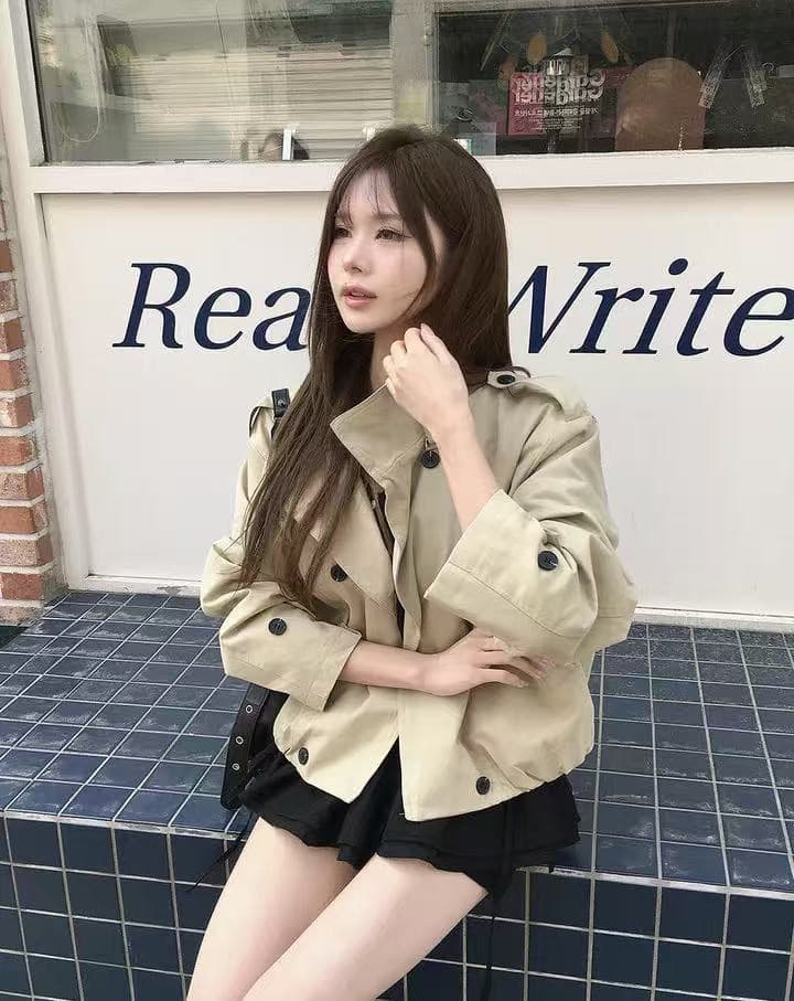한 부서 가을 2026 새로운 쇼트 스타일 바람막이 여성 코트 스탠드 칼라 작은 키 고급 센스 봄 가을 영국식 바람 상세 이미지 5