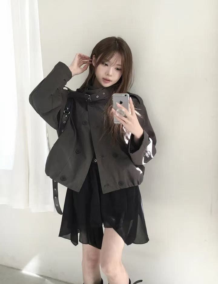 한 부서 가을 2026 새로운 쇼트 스타일 바람막이 여성 코트 스탠드 칼라 작은 키 고급 센스 봄 가을 영국식 바람 상세 이미지 13