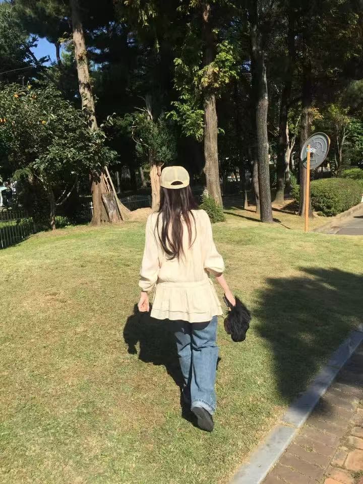 재고 있음 한국 ins 긴팔 허리 수축 끈 미니 드레스 상세 이미지 4