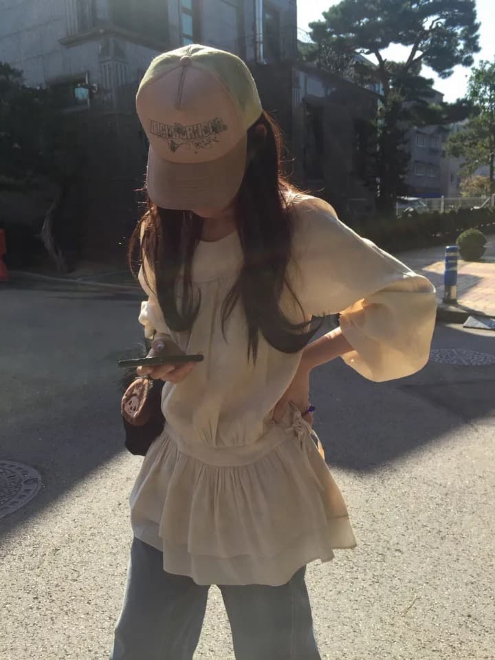재고 있음 한국 ins 긴팔 허리 수축 끈 미니 드레스 상세 이미지 37