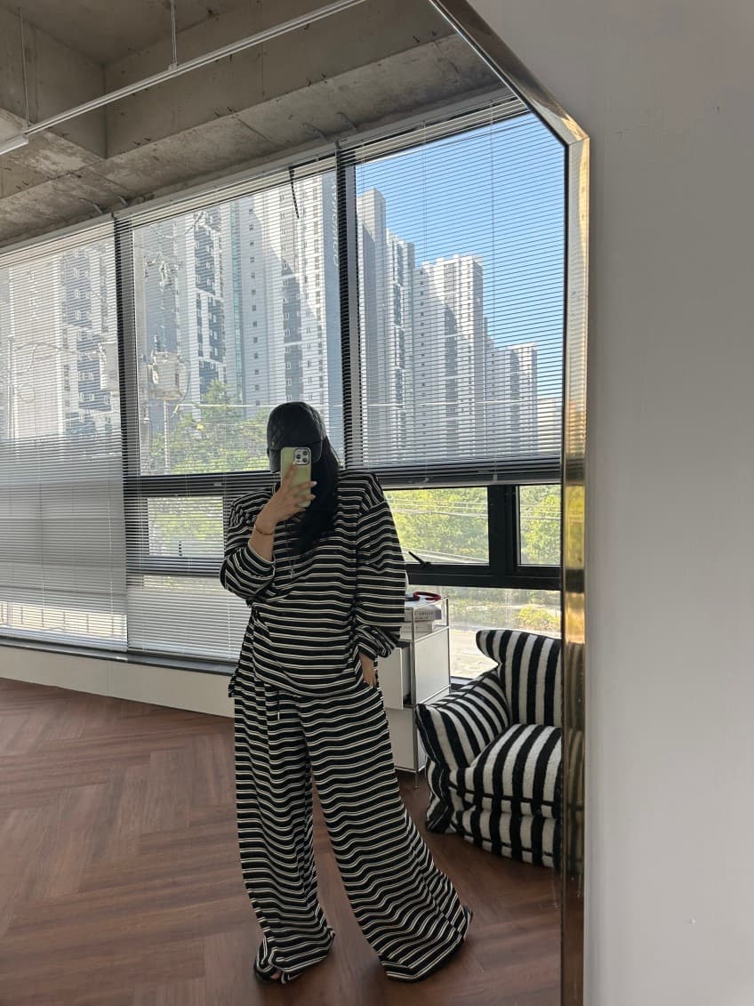 한 스타일 캐주얼 루즈핏 넓은 다리 세트 바지 상세 이미지 7