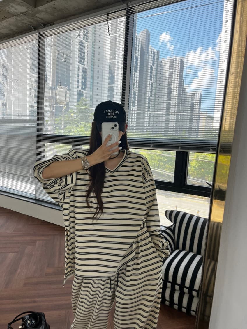 한 스타일 캐주얼 루즈핏 넓은 다리 세트 바지 상세 이미지 20
