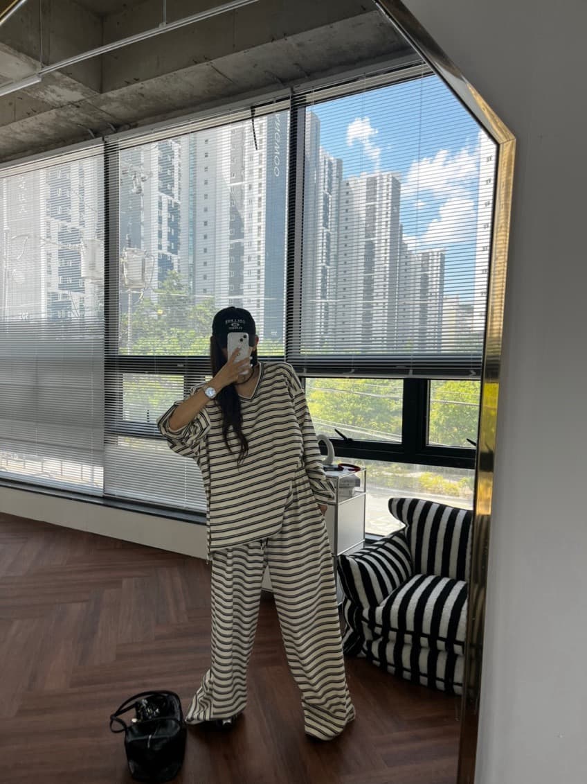 한 스타일 캐주얼 루즈핏 넓은 다리 세트 바지 상세 이미지 23