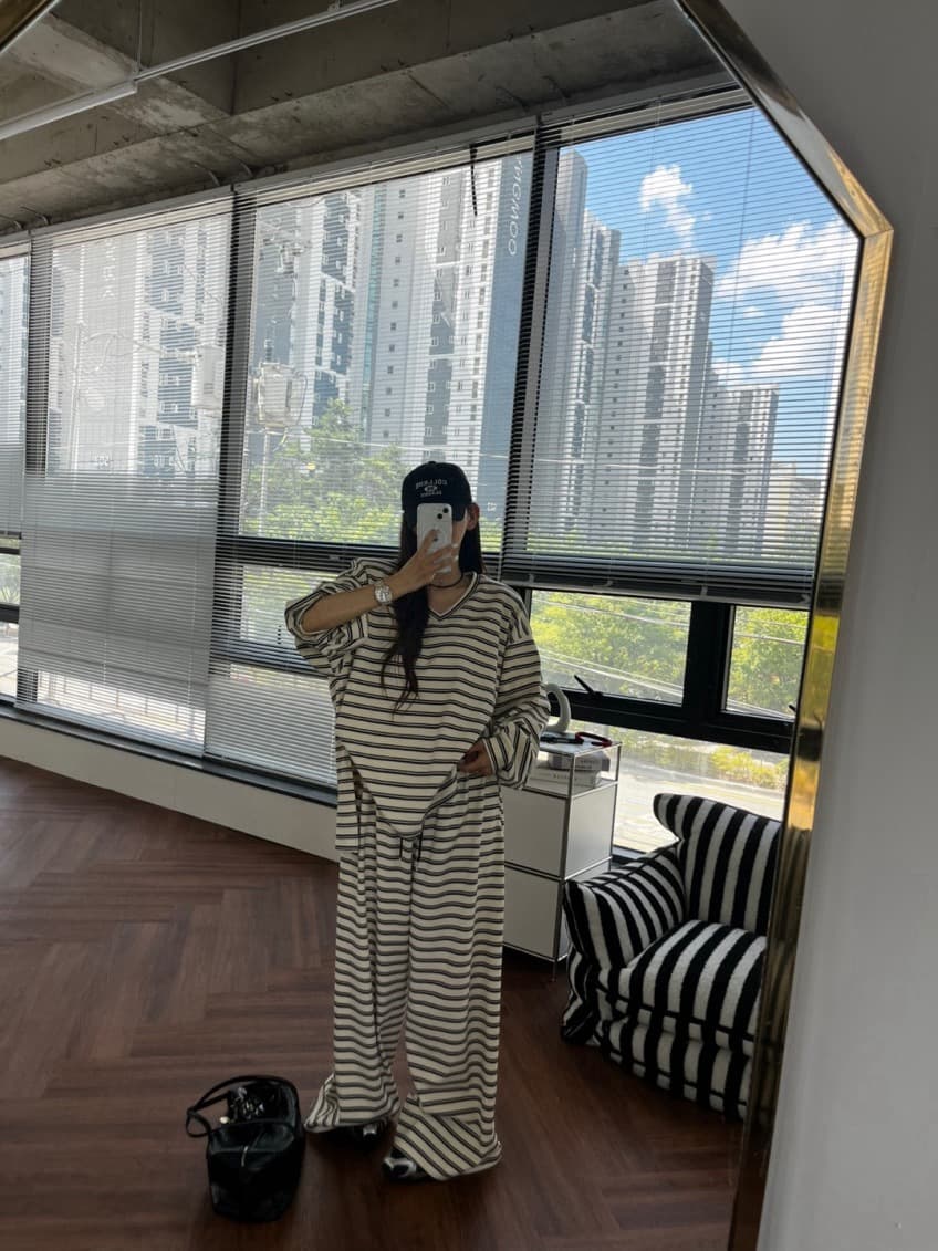 한 스타일 캐주얼 루즈핏 넓은 다리 세트 바지 상세 이미지 27