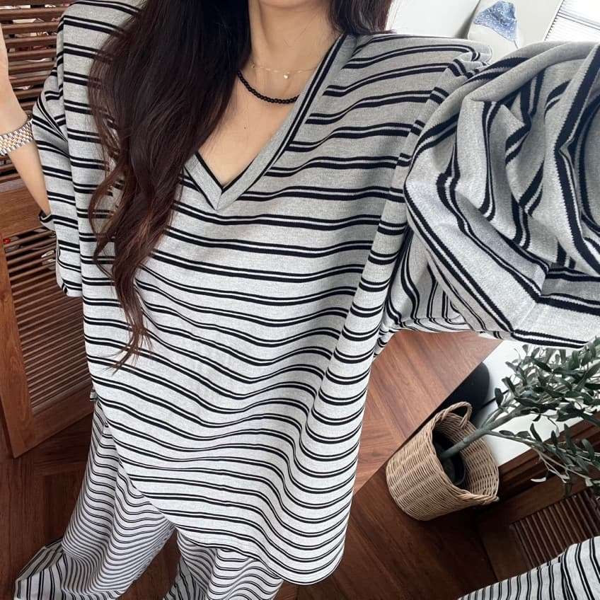 한 스타일 캐주얼 루즈핏 넓은 다리 세트 바지 상세 이미지 33