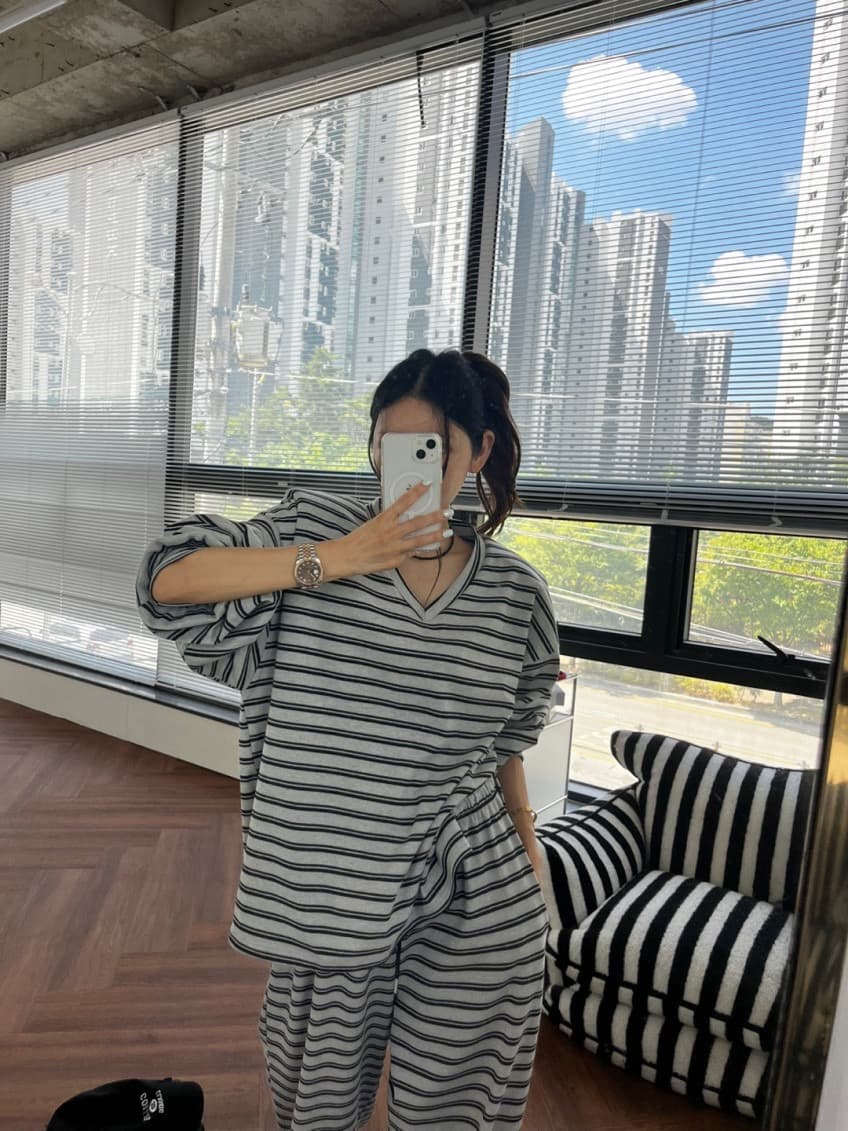 한 스타일 캐주얼 루즈핏 넓은 다리 세트 바지 상세 이미지 36