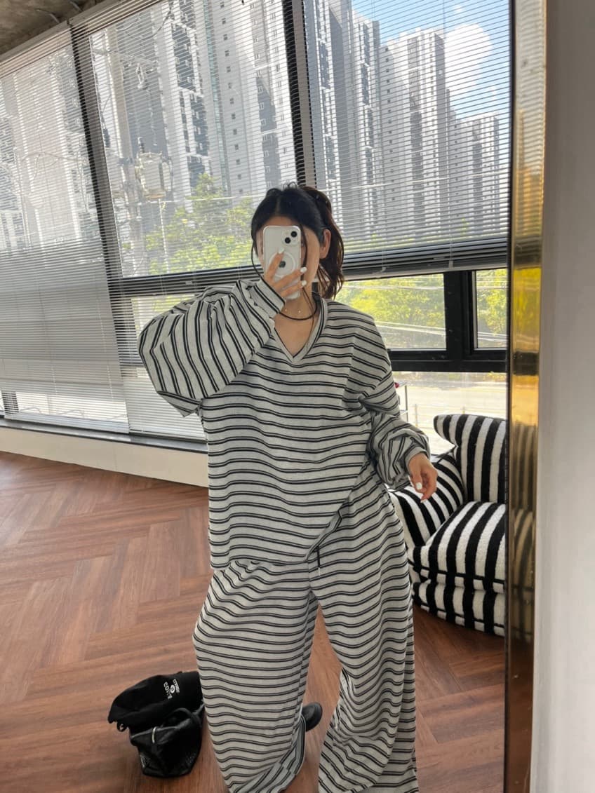 한 스타일 캐주얼 루즈핏 넓은 다리 세트 바지 상세 이미지 41