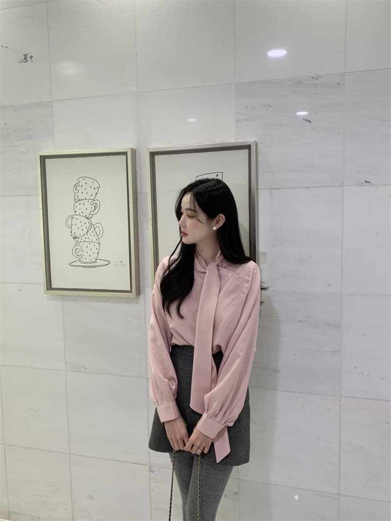 한국 chic 새로운 프랑스식 디자인 센스 레이스업 긴팔 여성 셔츠 슬림해 보이는 다용도 스택 착용 셔츠 상세 이미지 15