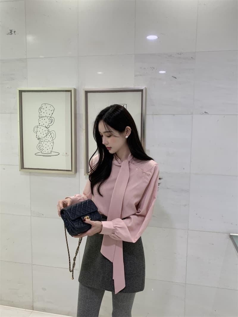 한국 chic 새로운 프랑스식 디자인 센스 레이스업 긴팔 여성 셔츠 슬림해 보이는 다용도 스택 착용 셔츠 상세 이미지 16