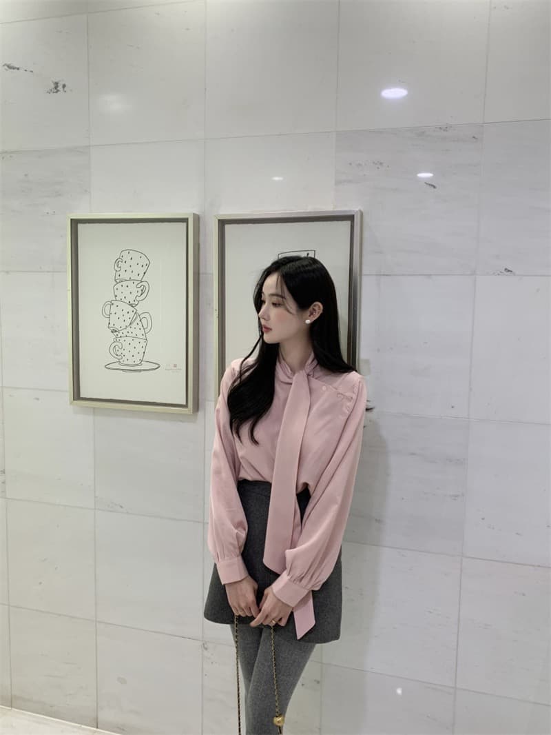 한국 chic 새로운 프랑스식 디자인 센스 레이스업 긴팔 여성 셔츠 슬림해 보이는 다용도 스택 착용 셔츠 상세 이미지 17