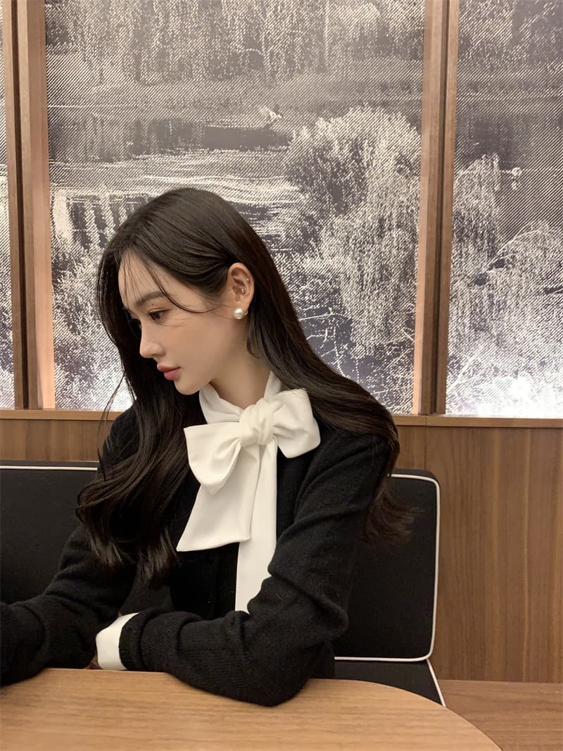 한국 chic 새로운 프랑스식 디자인 센스 레이스업 긴팔 여성 셔츠 슬림해 보이는 다용도 스택 착용 셔츠 상세 이미지 20